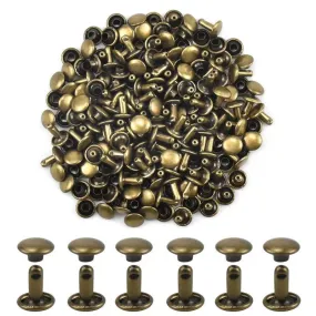 100pcs Double Cap Leather Rivets | Tubular Metal Studs Round Flat Rivets | Antique Bronze Copper Rivets Double Sided Rivets | Snap Button