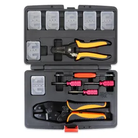 13 pc Deutsch Crimper Kit - Includes Ratcheting Crimper, 7 Dies, Wire Stripper & Removal Tools