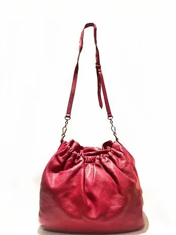 2000s miu miu STRAWBERRY PINK OVERSIZE SLOUGH LEATHER HOBO BAG