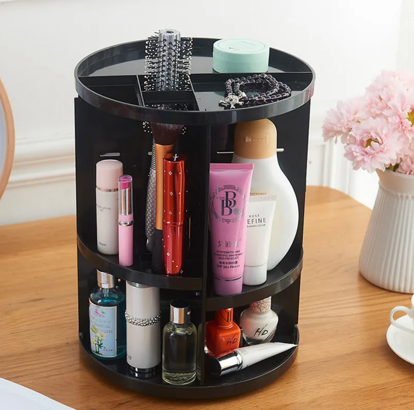 360 Degree Rotating Acrylic Cosmetic Storage Box Makeup Box