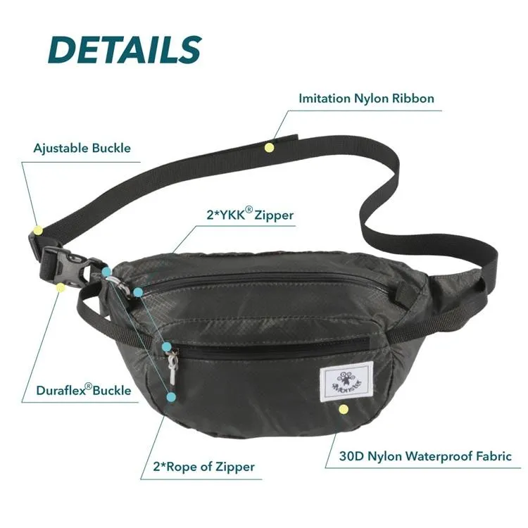 4Monster Hiking Waist Packs Portable with Multi-Pockets Adjustable Belts- Plain Color