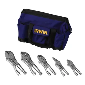 5 Piece Locking Pliers Set in a Canvas Tool Tote Bag VGP2077704