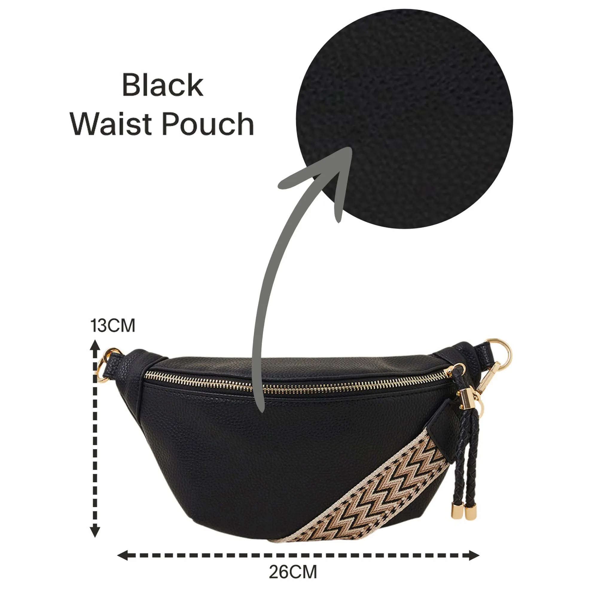 Accessorize London Women's Black Waist Pouch