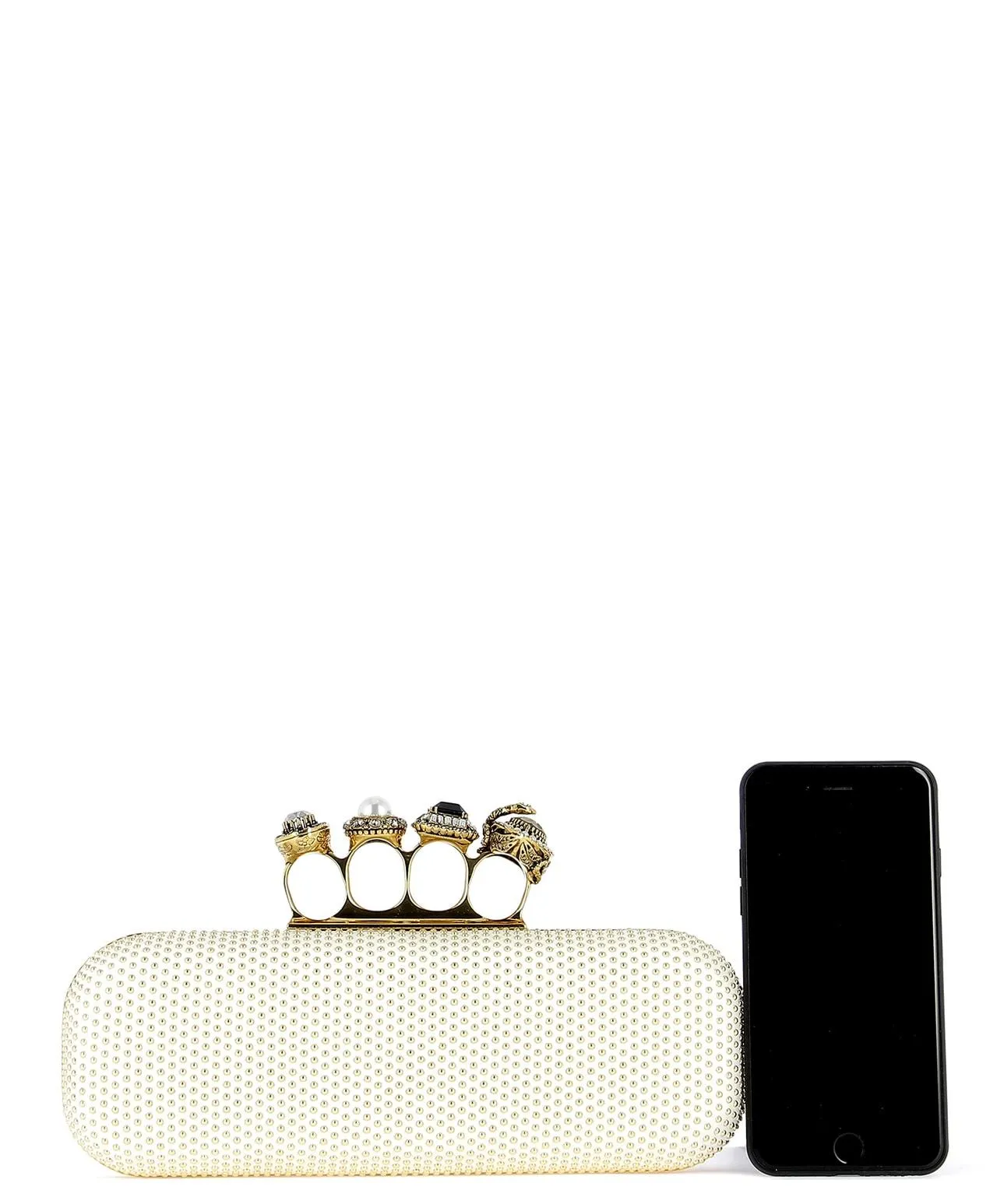 Alexander McQueen Four Ring Studded Clutch Bag