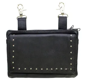 All Naked Cowhide Leather Black Studded Belt Bag