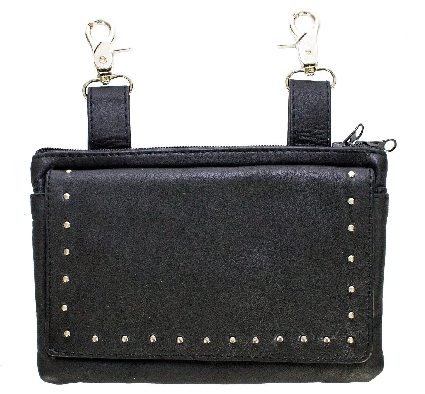 All Naked Cowhide Leather Black Studded Belt Bag