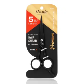 Annie 5 1/2" Premium Stainless Steel Straight Hair Shears - Black #5231