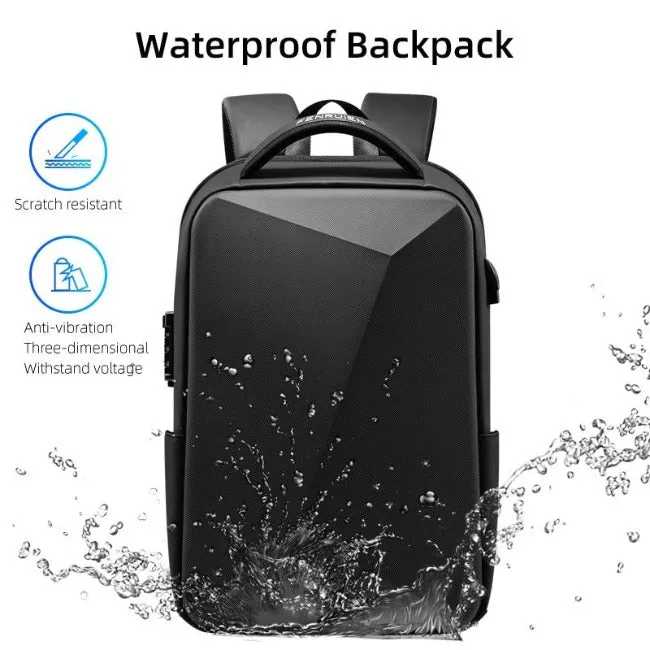 Anti Theft Hard Shell Geometric Design Backpack