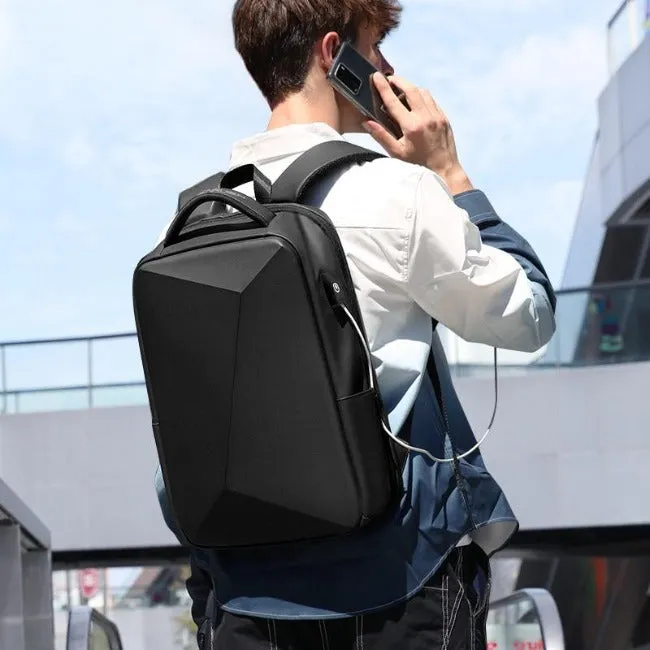 Anti Theft Hard Shell Geometric Design Backpack