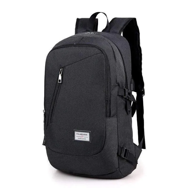 Anti Theft USB Charging Hiking Backpack - Black