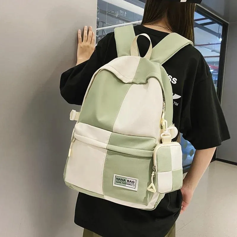 B3110 Cool Backpack - Fashion College School Bag - Grid Pattern