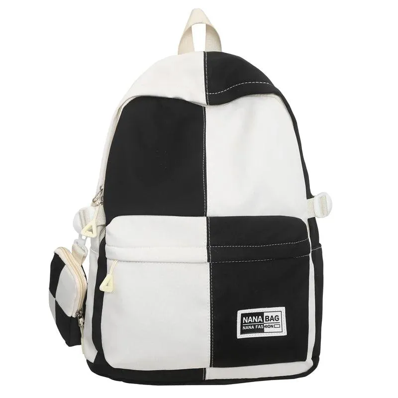 B3110 Cool Backpack - Fashion College School Bag - Grid Pattern