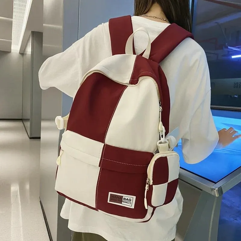 B3110 Cool Backpack - Fashion College School Bag - Grid Pattern