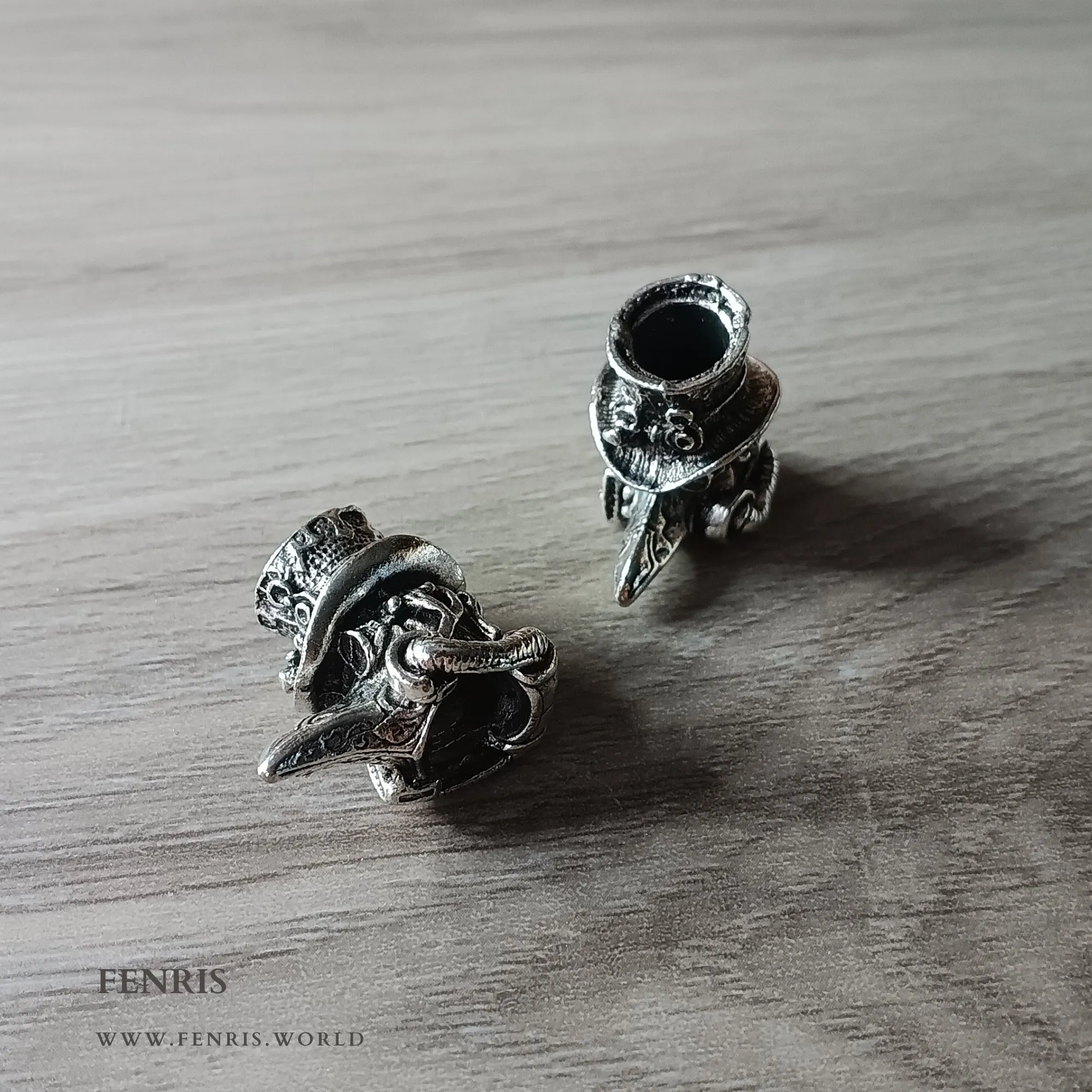 Beard Braid Beads Silver Plague Doctor Set of 2 | Fenris Jewelry