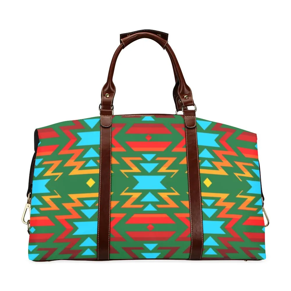 Big Pattern Fire Colors and Sky green Classic Travel Bag