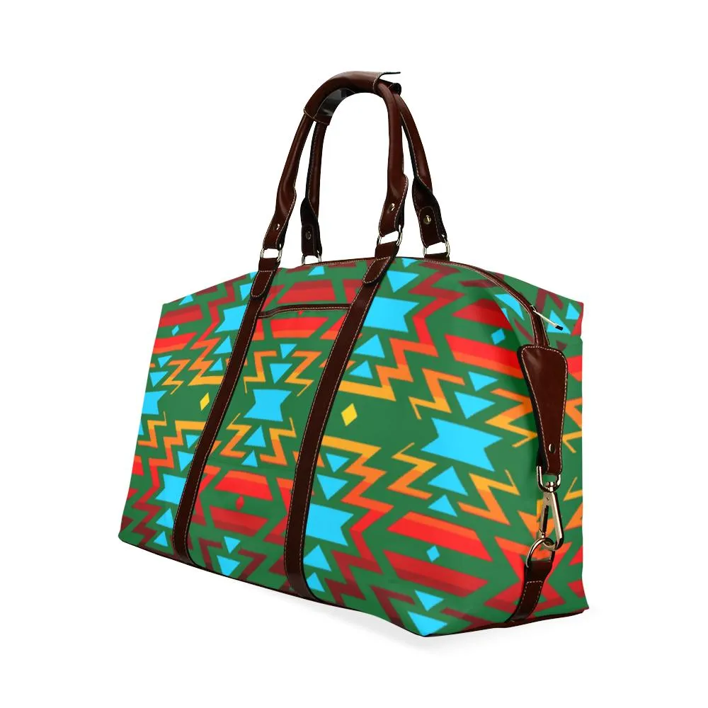 Big Pattern Fire Colors and Sky green Classic Travel Bag