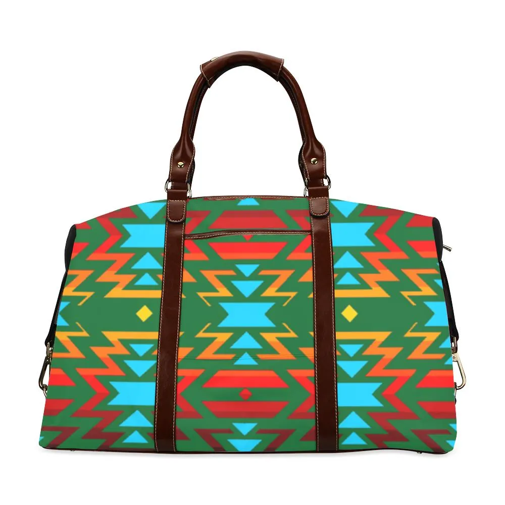 Big Pattern Fire Colors and Sky green Classic Travel Bag