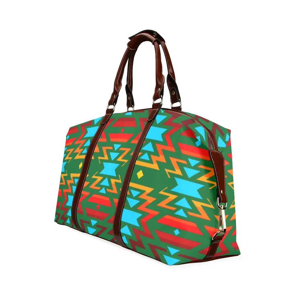 Big Pattern Fire Colors and Sky green Classic Travel Bag