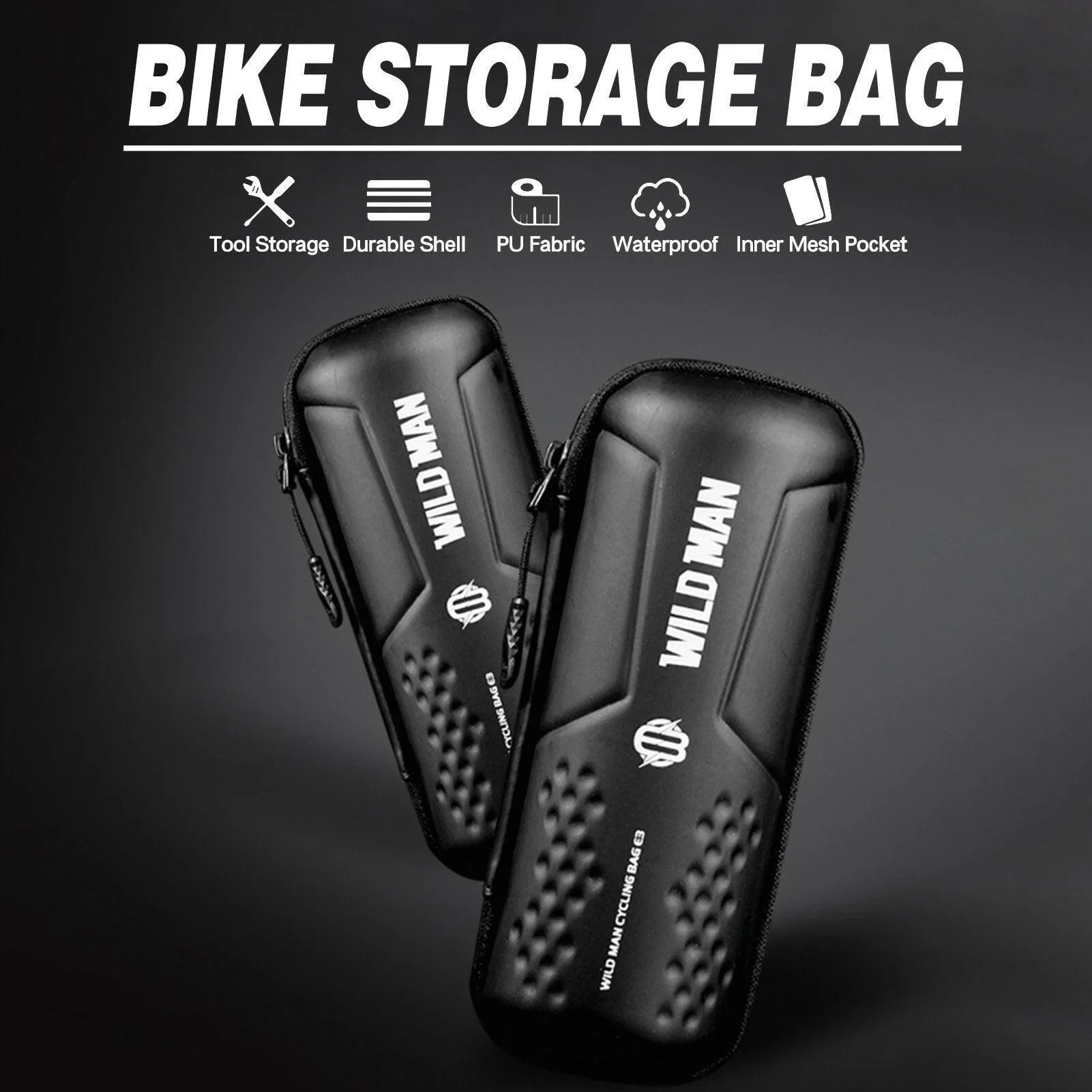 Bike Storage Bag Repair Tool Bag with Zipper Waterproof PU Front Frame Pouch Bicycle Tool Kit Bag for Water Bottle Holder