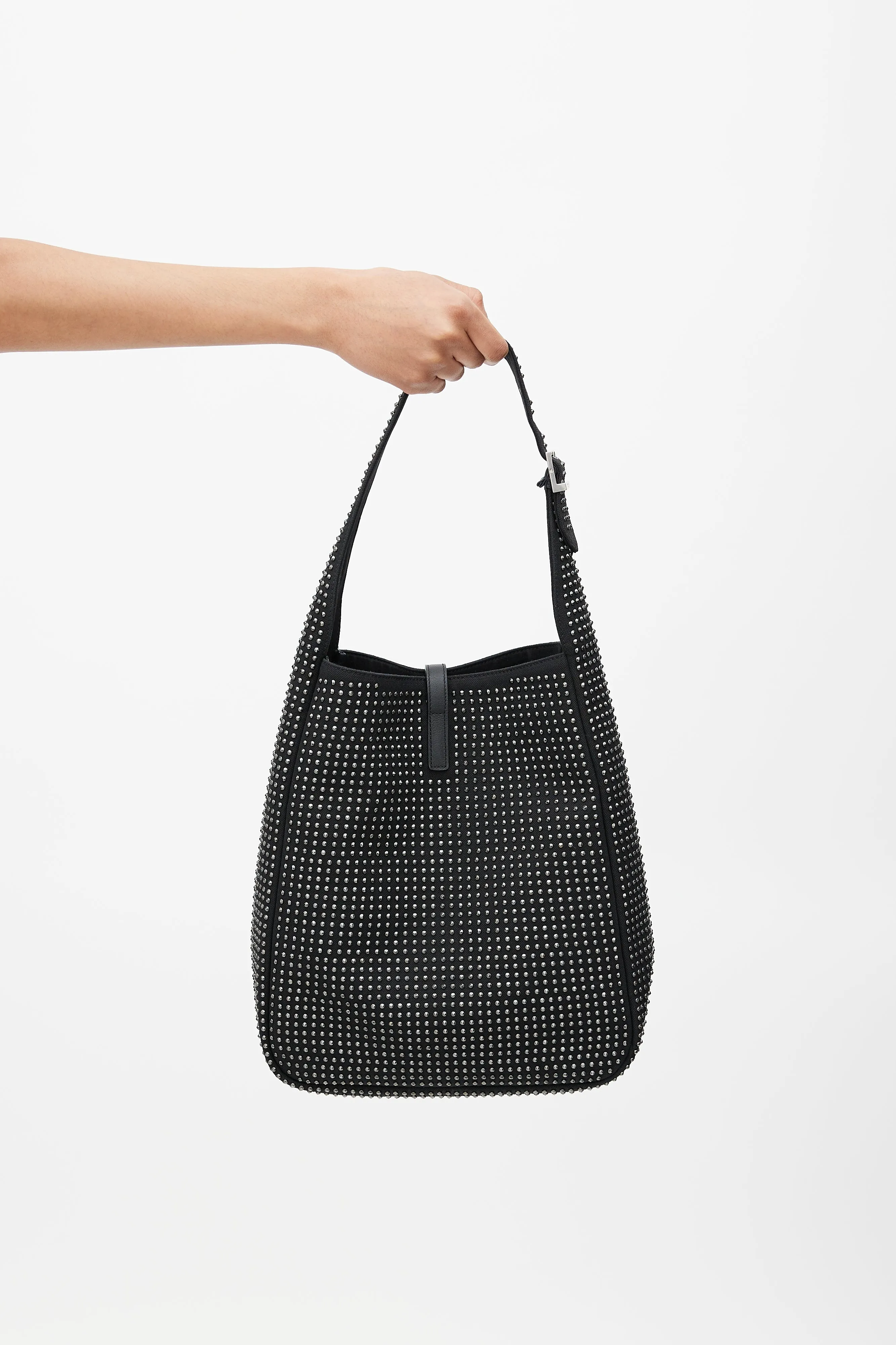 Black & Silver Le 5 a 7 Medium Studded Bag