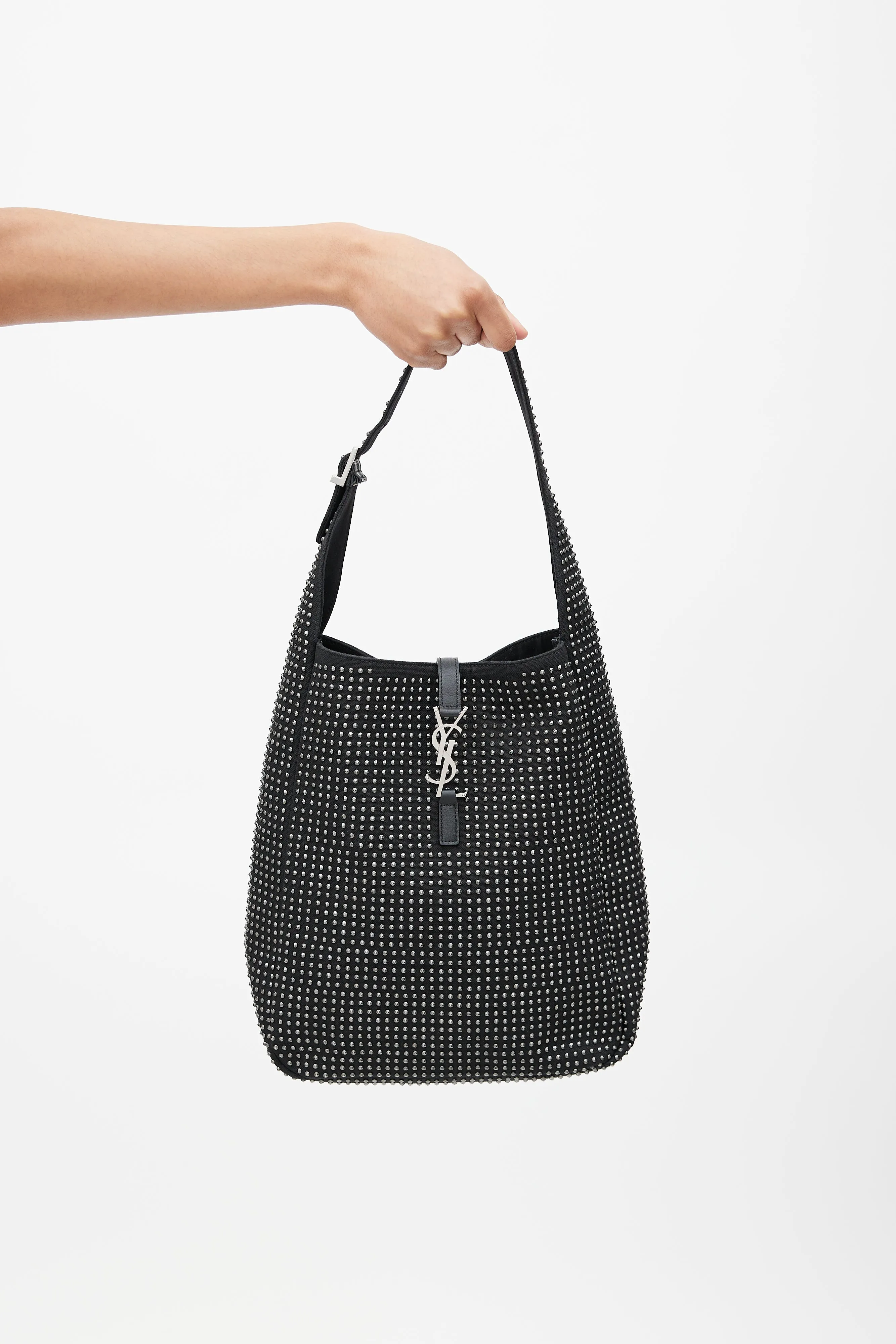 Black & Silver Le 5 a 7 Medium Studded Bag