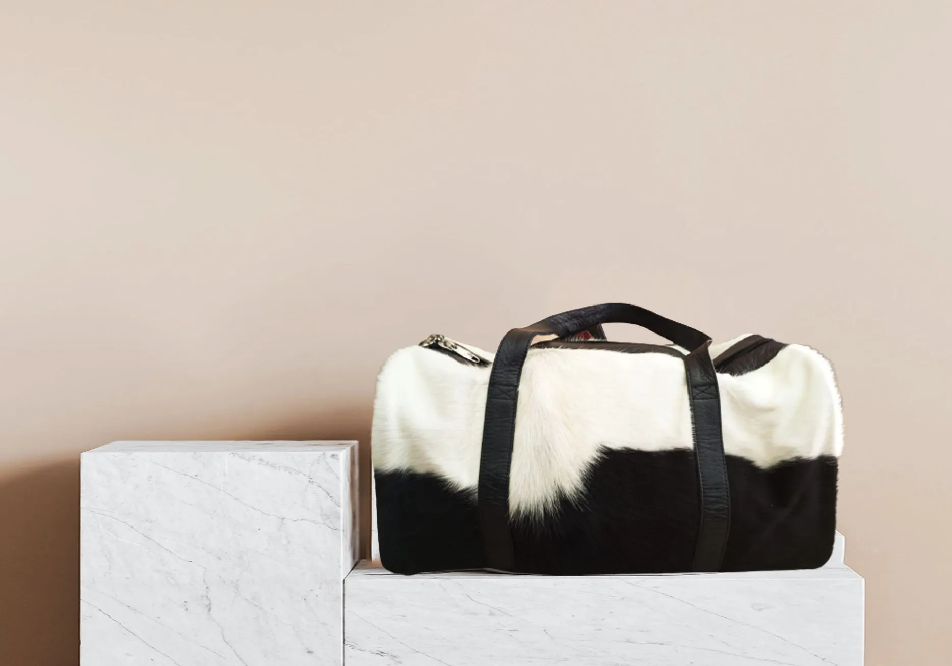 Black Leather Duffel Bag Cowhide  Duffel Bag Unisex Luggage