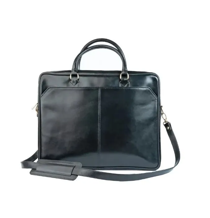 Black Premium Oil Pull up Laptop Bag