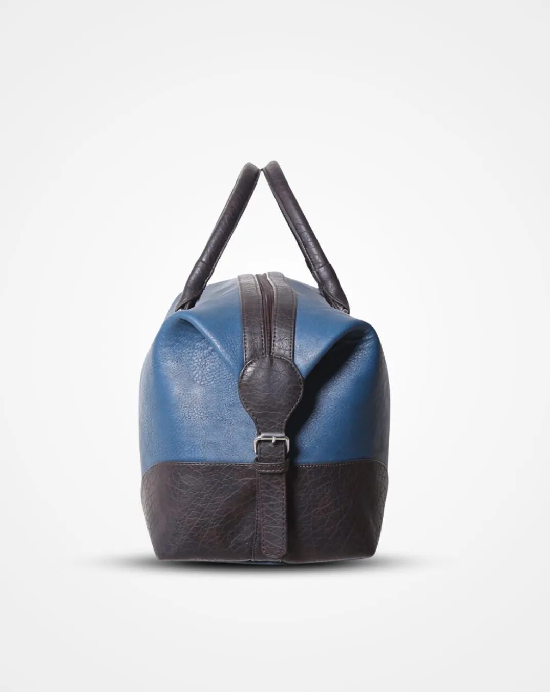 Blue and Black Leatherette Duffle / Luggage Bag