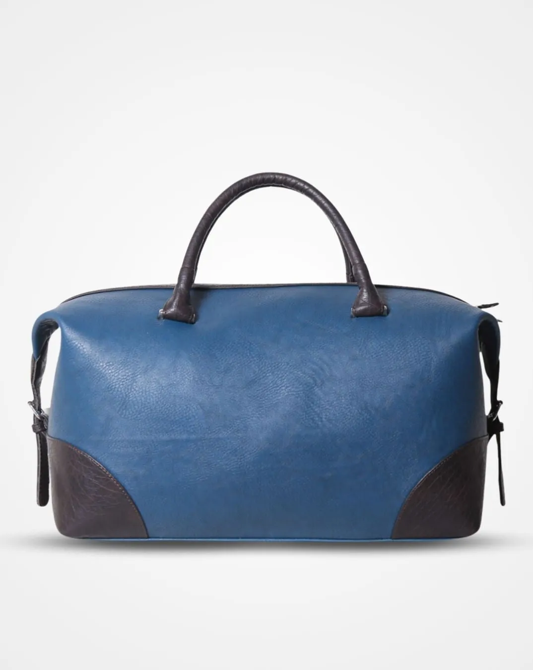 Blue and Black Leatherette Duffle / Luggage Bag