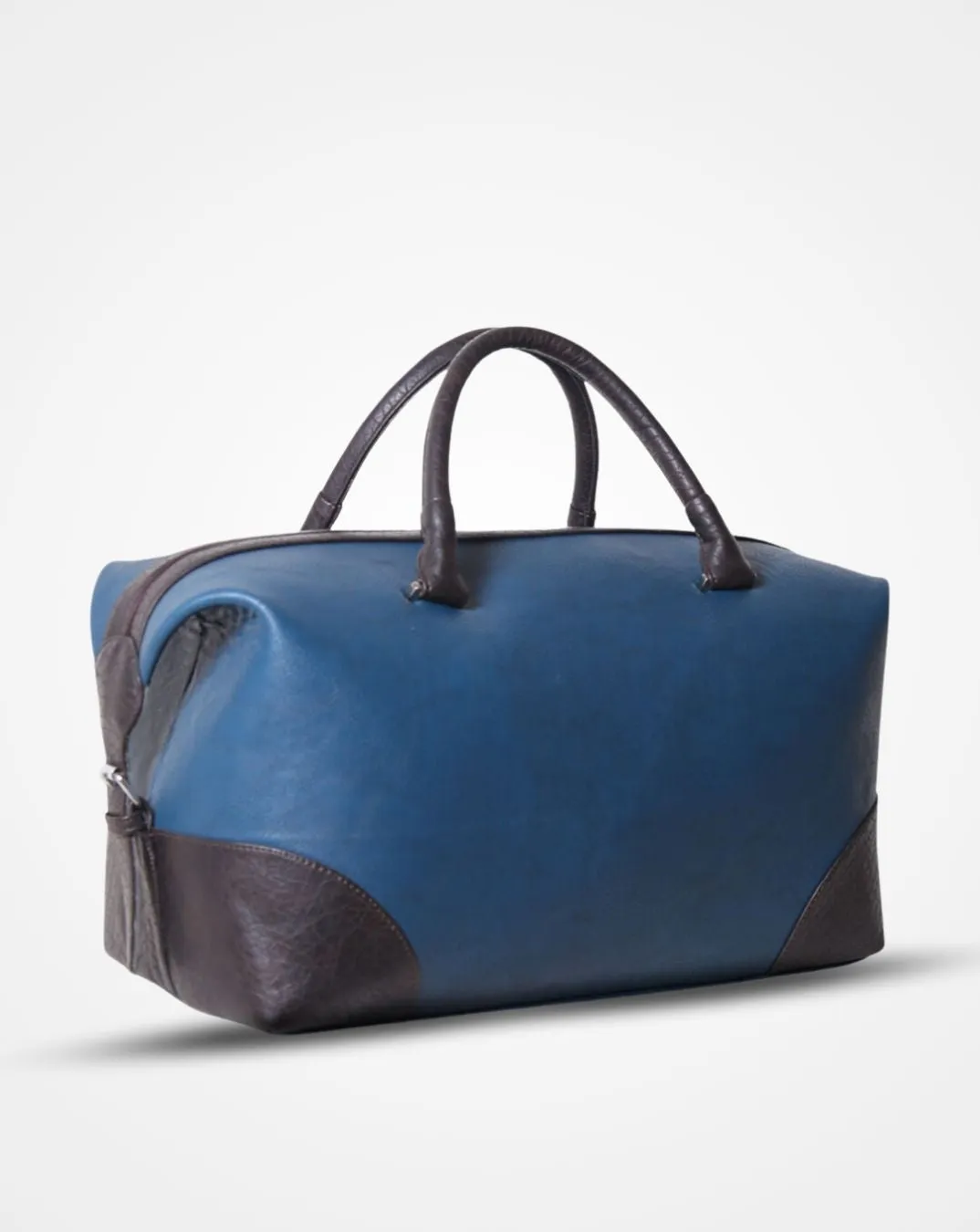 Blue and Black Leatherette Duffle / Luggage Bag