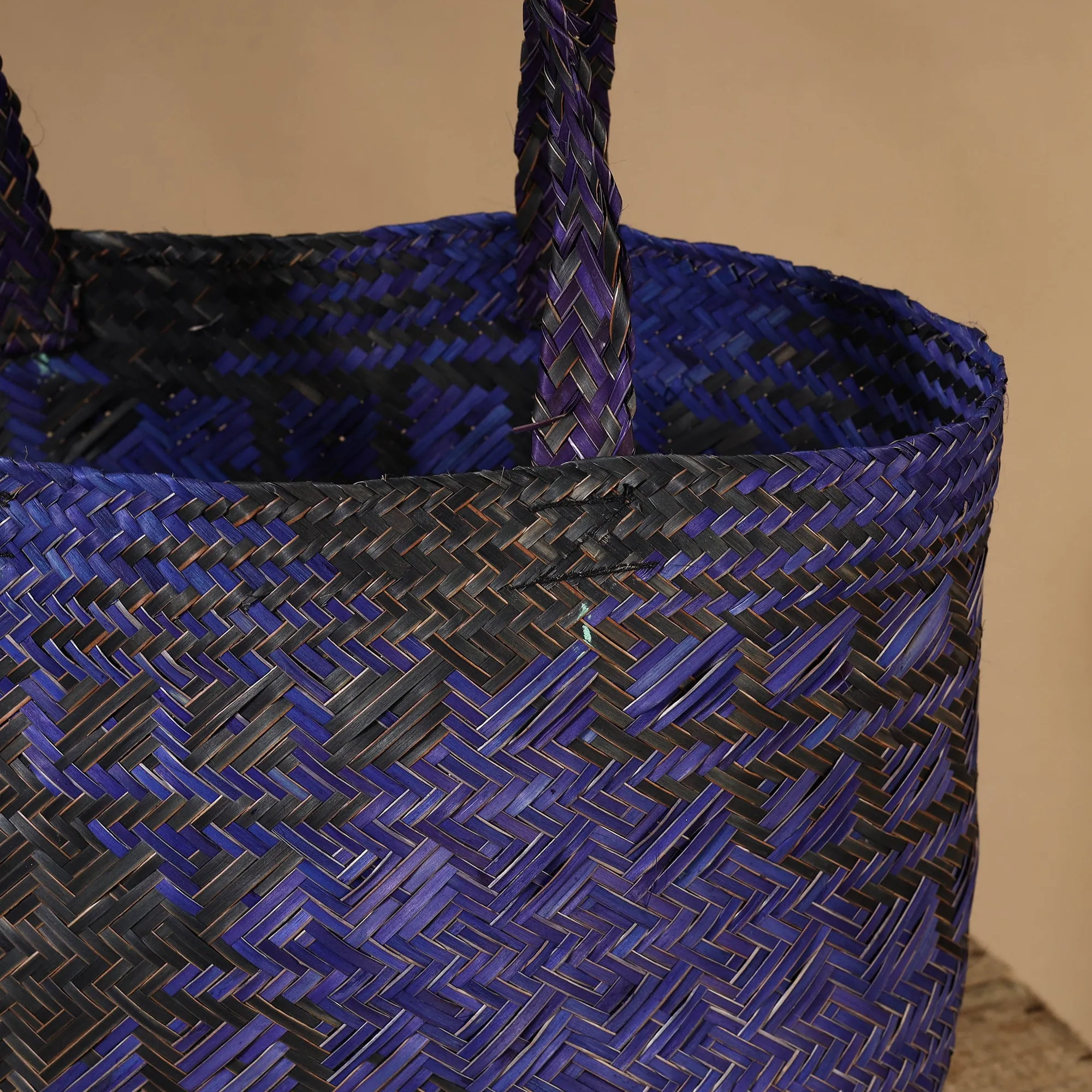 Blue - Handmade Water Hyacinth Shoulder Bag from Assam