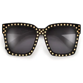 BOLD THICK STUDDED CHIC FASHION DESIGN SUNGLASSES