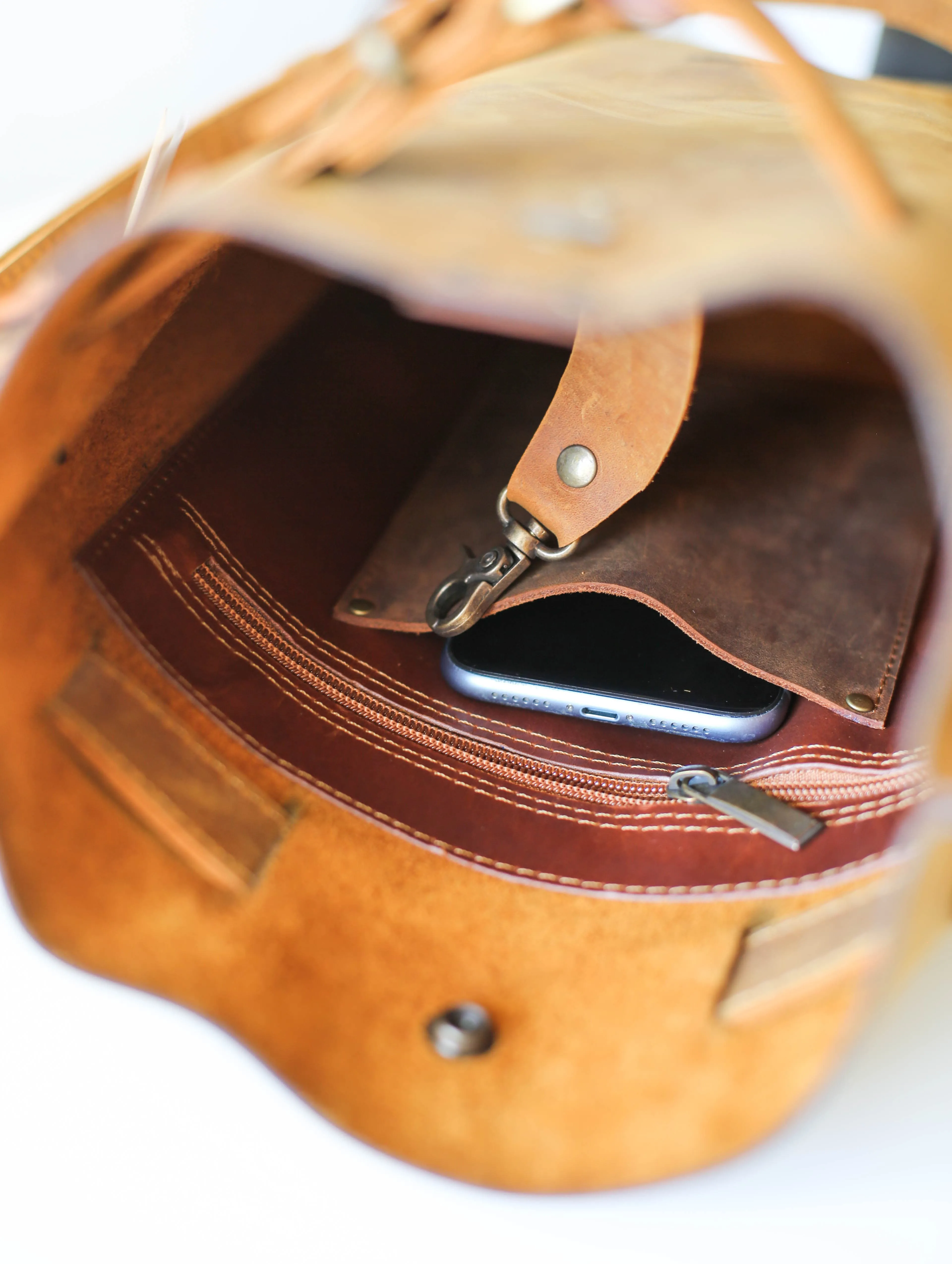 Brown Large Leather Backpack Purse