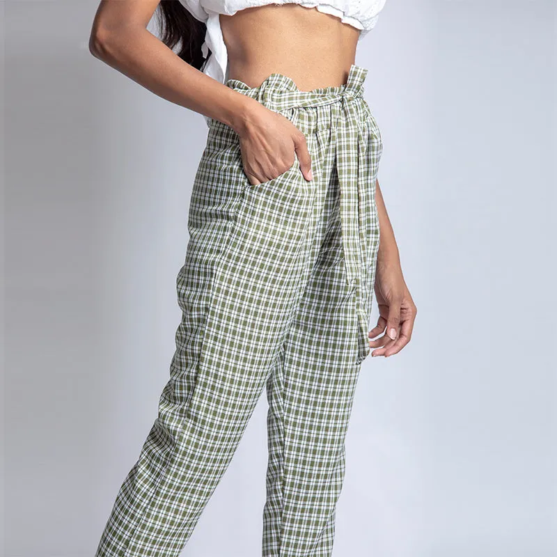 Checked Paper Bag Pants