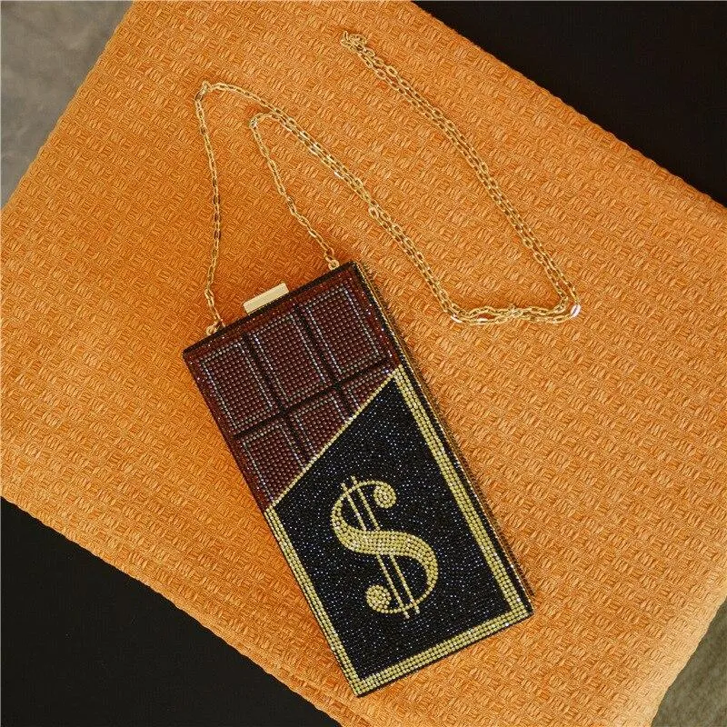 Chocolate $ Money Bar Evening Clutch: A sparkling bag for your night out