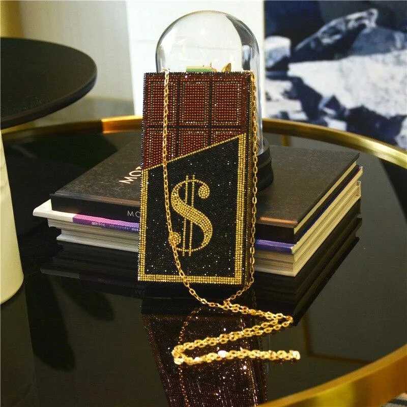 Chocolate $ Money Bar Evening Clutch: A sparkling bag for your night out