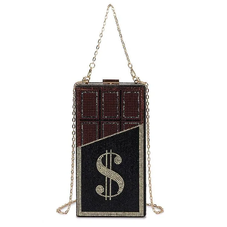 Chocolate $ Money Bar Evening Clutch: A sparkling bag for your night out