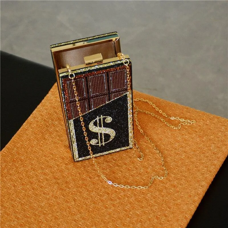 Chocolate $ Money Bar Evening Clutch: A sparkling bag for your night out