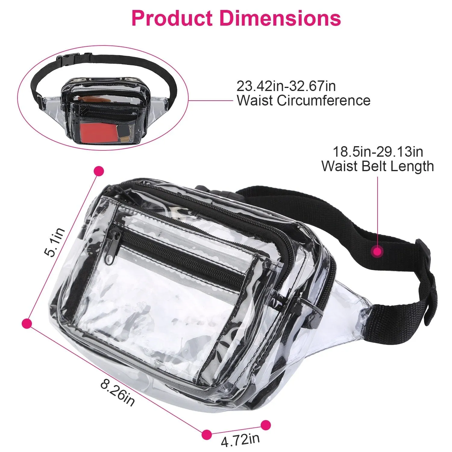 Clear Fanny Pack Unisex Transparent Waist Pouch Belt Bag