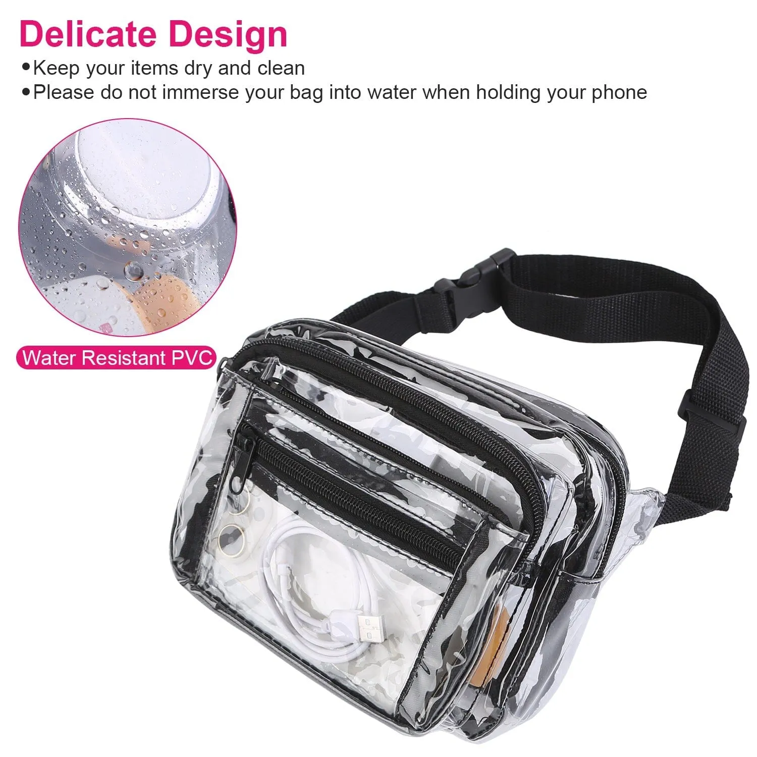 Clear Fanny Pack Unisex Transparent Waist Pouch Belt Bag