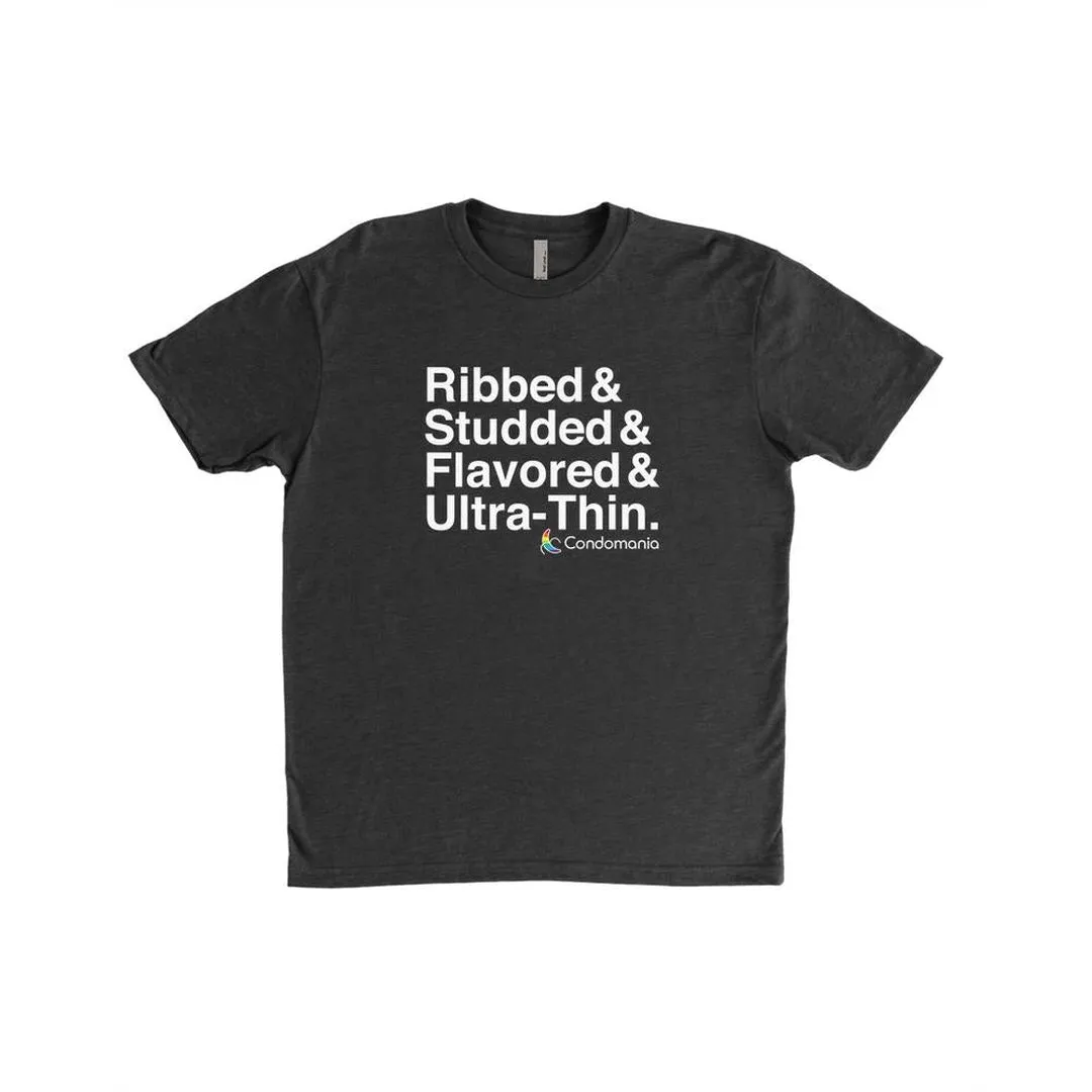 Condom T-Shirt - 'Ribbed & Studded & Flavored & Ultra Thin'