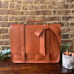 Dazzlo Leather Laptop Bag - Tan / Black Tan - 16"