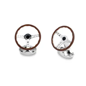 Deakin & Francis Silver Vintage Steering Wheel Cufflinks