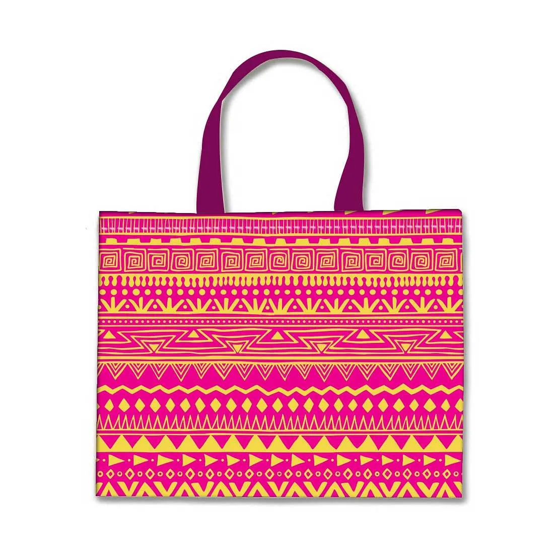 Designer Tote Bag With Zip Beach Gym Travel Bags -  Pink Patterns