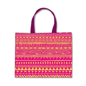 Designer Tote Bag With Zip Beach Gym Travel Bags -  Pink Patterns