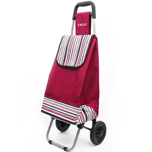 Eagle London 2 Wheel Folding Shopping Trolley 43L Stripe Print