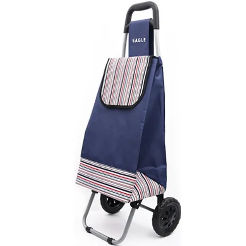 Eagle London 2 Wheel Folding Shopping Trolley 43L Stripe Print