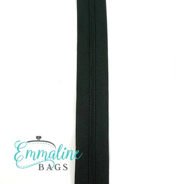 Emmaline Zippers by the Yard - Black Tape SIZE 3