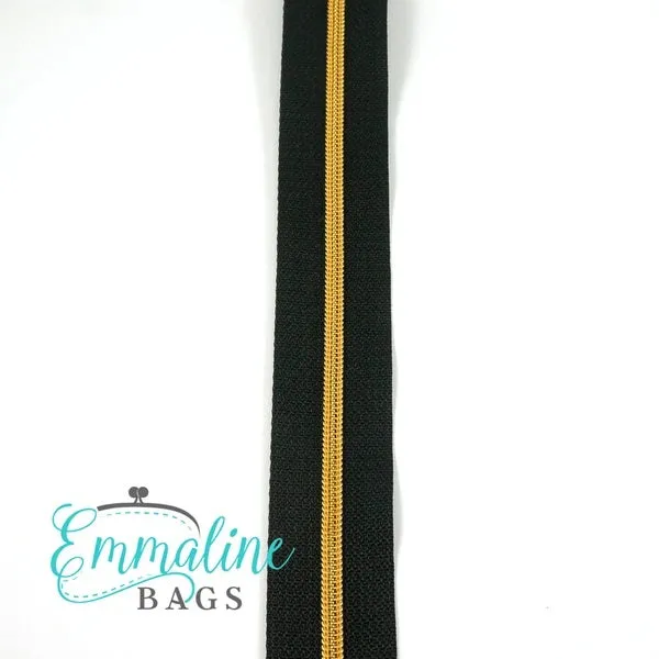 Emmaline Zippers by the Yard - Black Tape SIZE 3