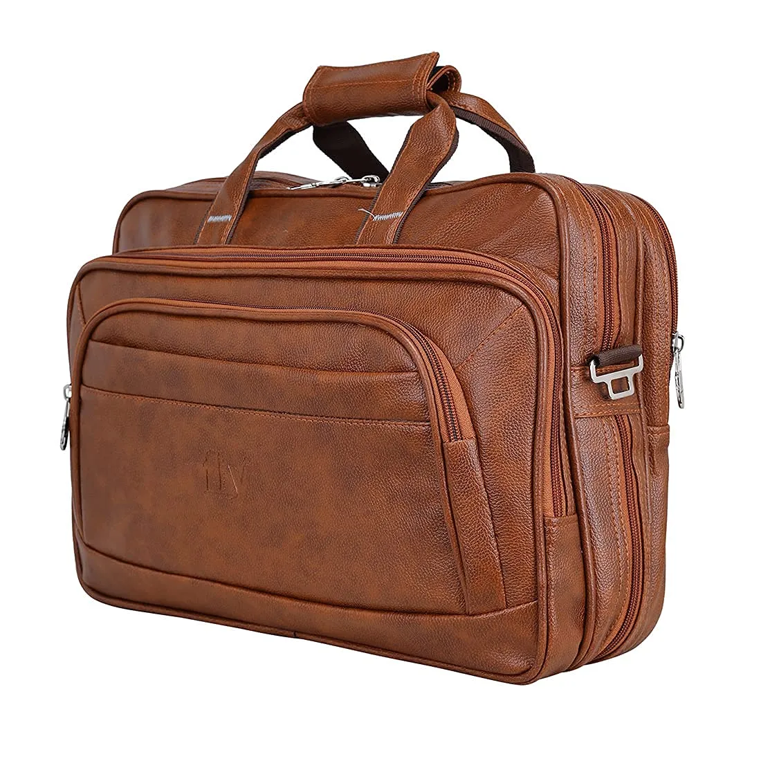 Expandable Leatherette Tan Unisex Office Laptop Messenger Bag